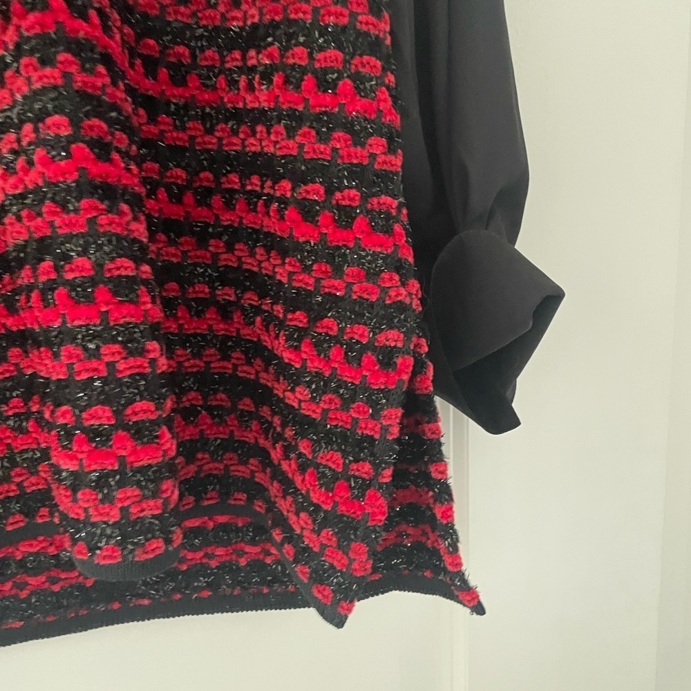 Ming Wang Chenille Tie Neck Metallic Top - Picture 4 of 7